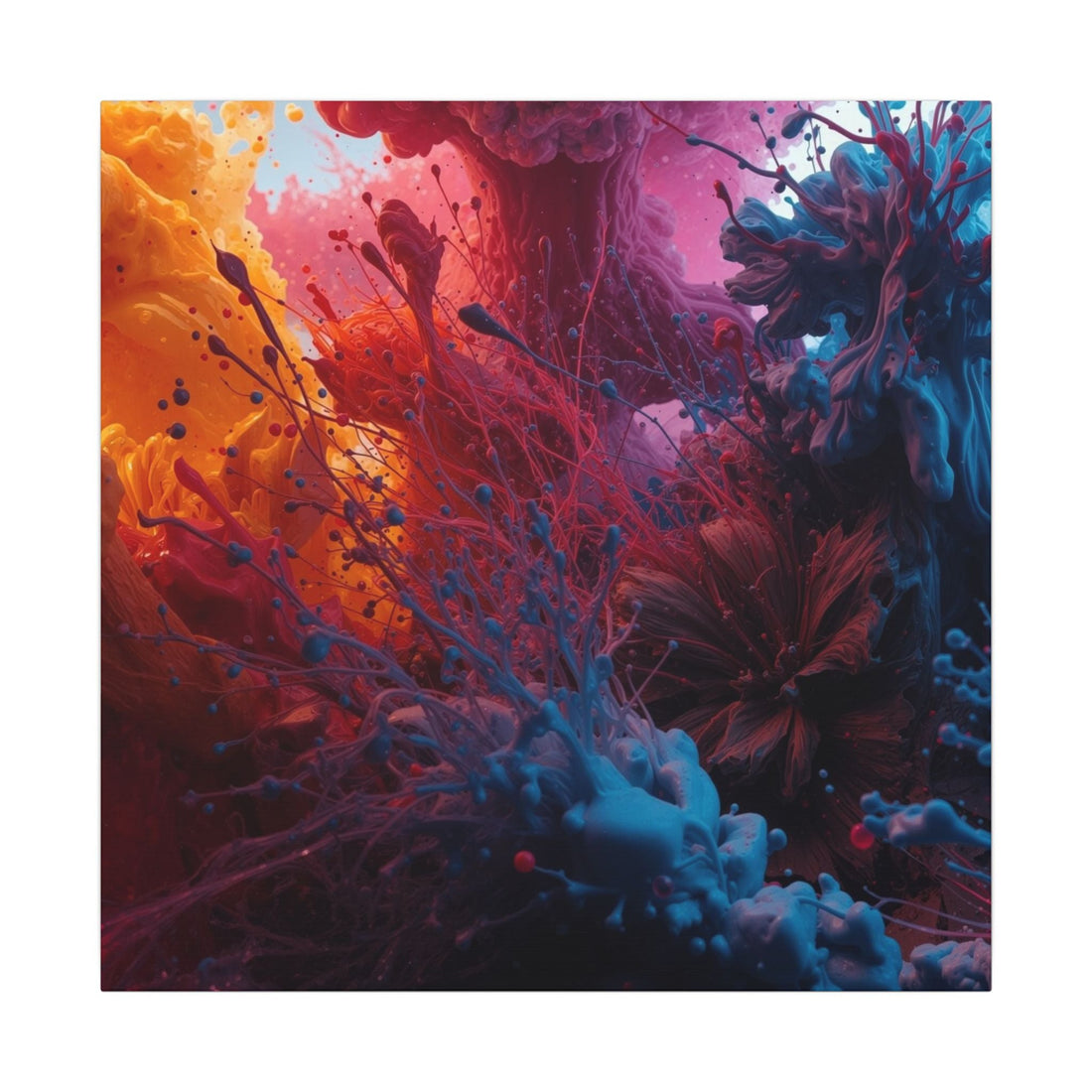 TEMPESTSPLASH violet storm splash canvas print in a calm meditation room
