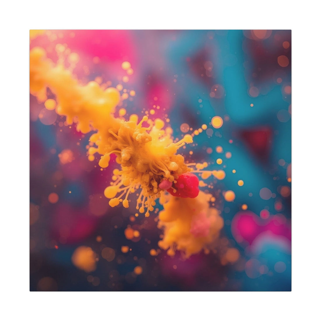 Sunstreak canvas print by Scattercrate — golden streak abstract wall art hung beside a piano in a music room