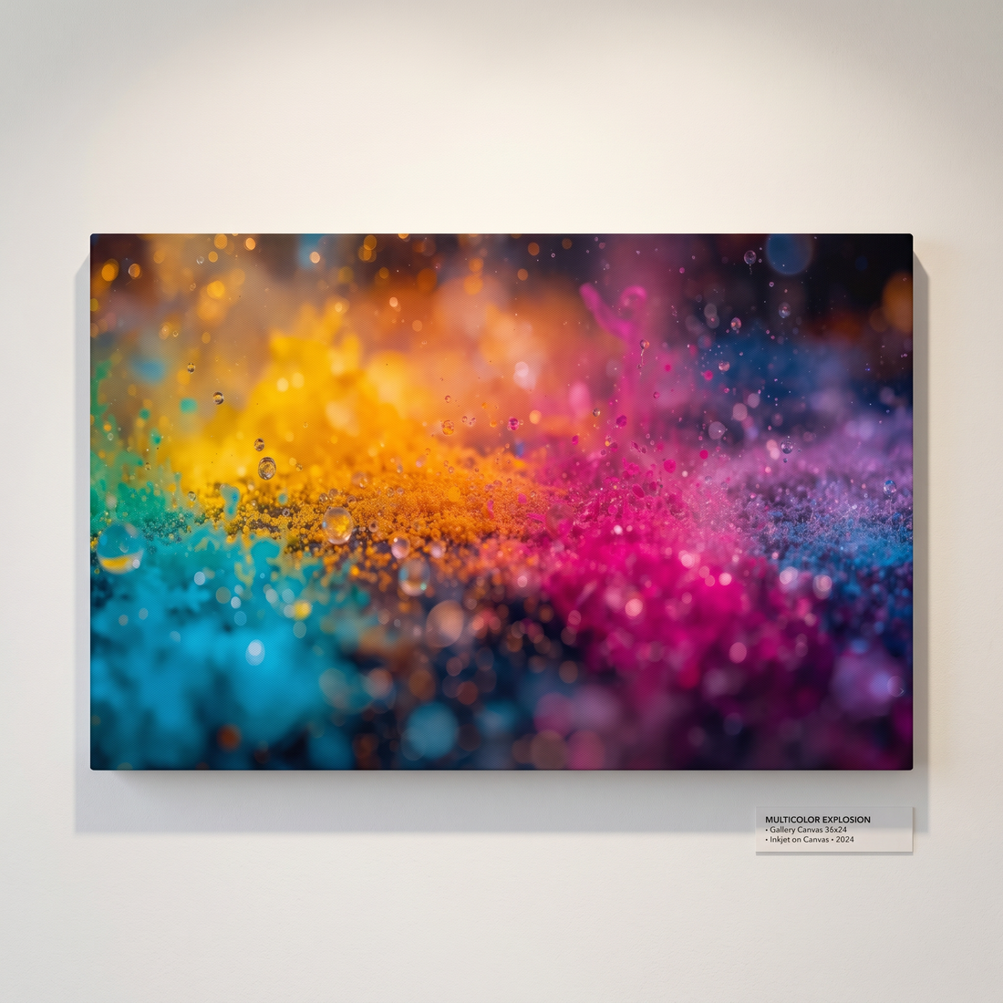 DEWBURST abstract powder splatter canvas wall art in a nursery