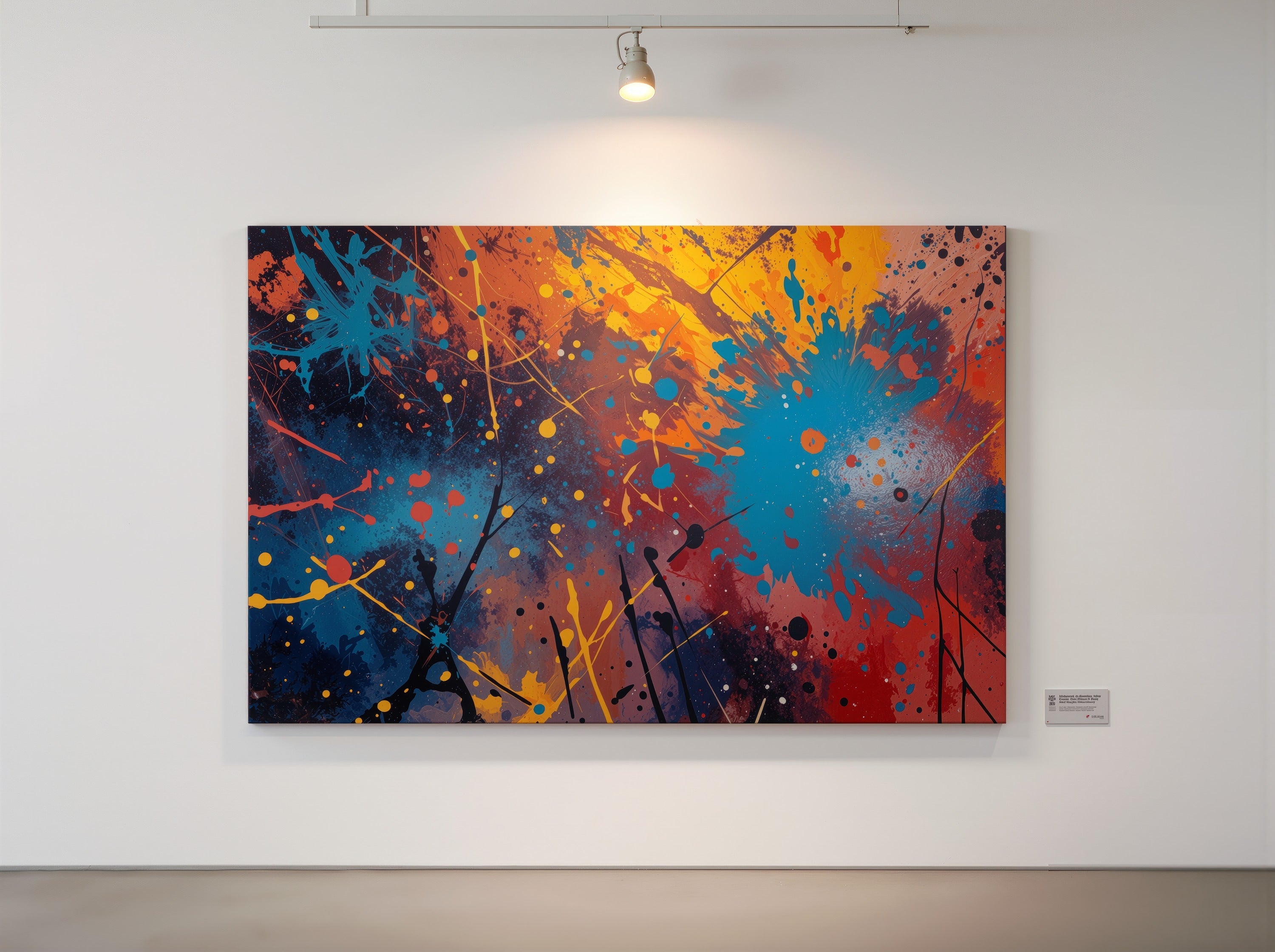 Paint Riot abstract canvas print blending warm orange and cool teal