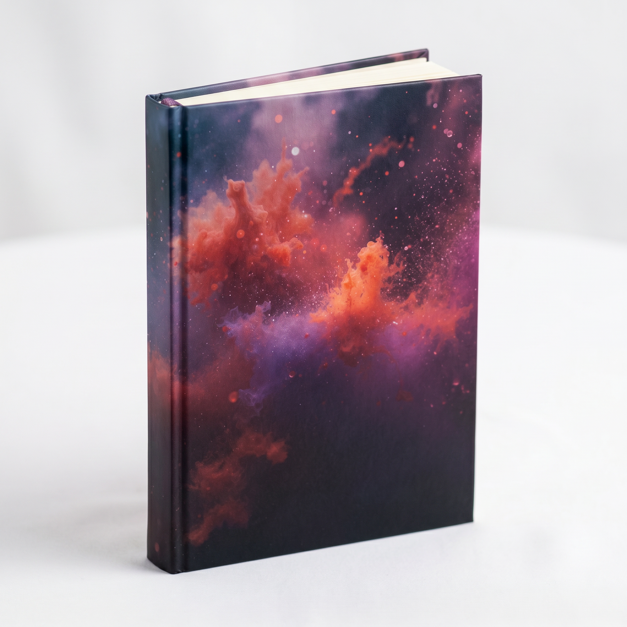 INKRIFT hardcover journal by Scattercrate — dark navy cosmic ink explosion notebook used for organization
