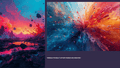 CREST abstract cinematic landscape — neon magenta sky with paint explosions on dark terrain