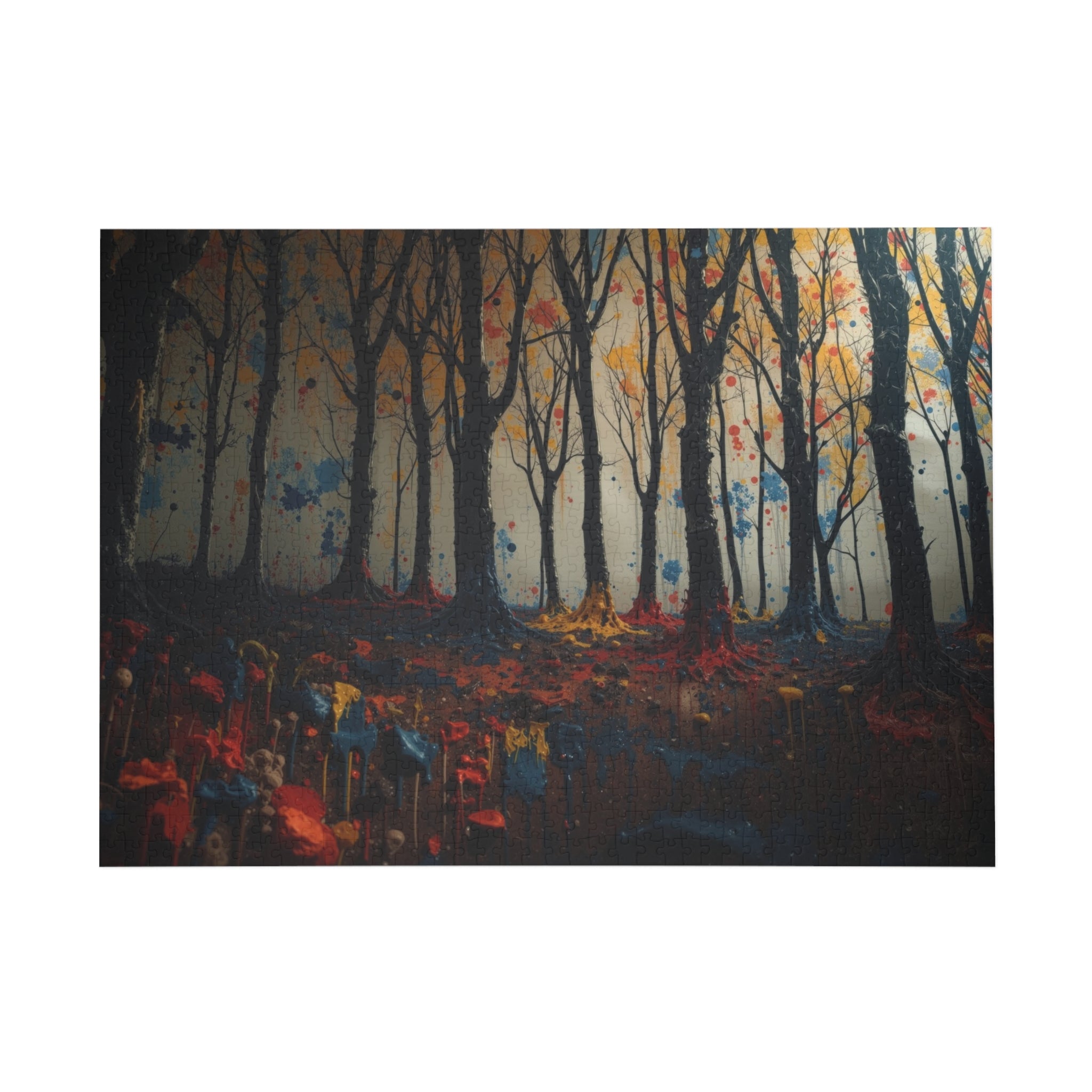 IMPASTO 500-piece abstract forest art puzzle by Scattercrate — textured moody forest jigsaw gift