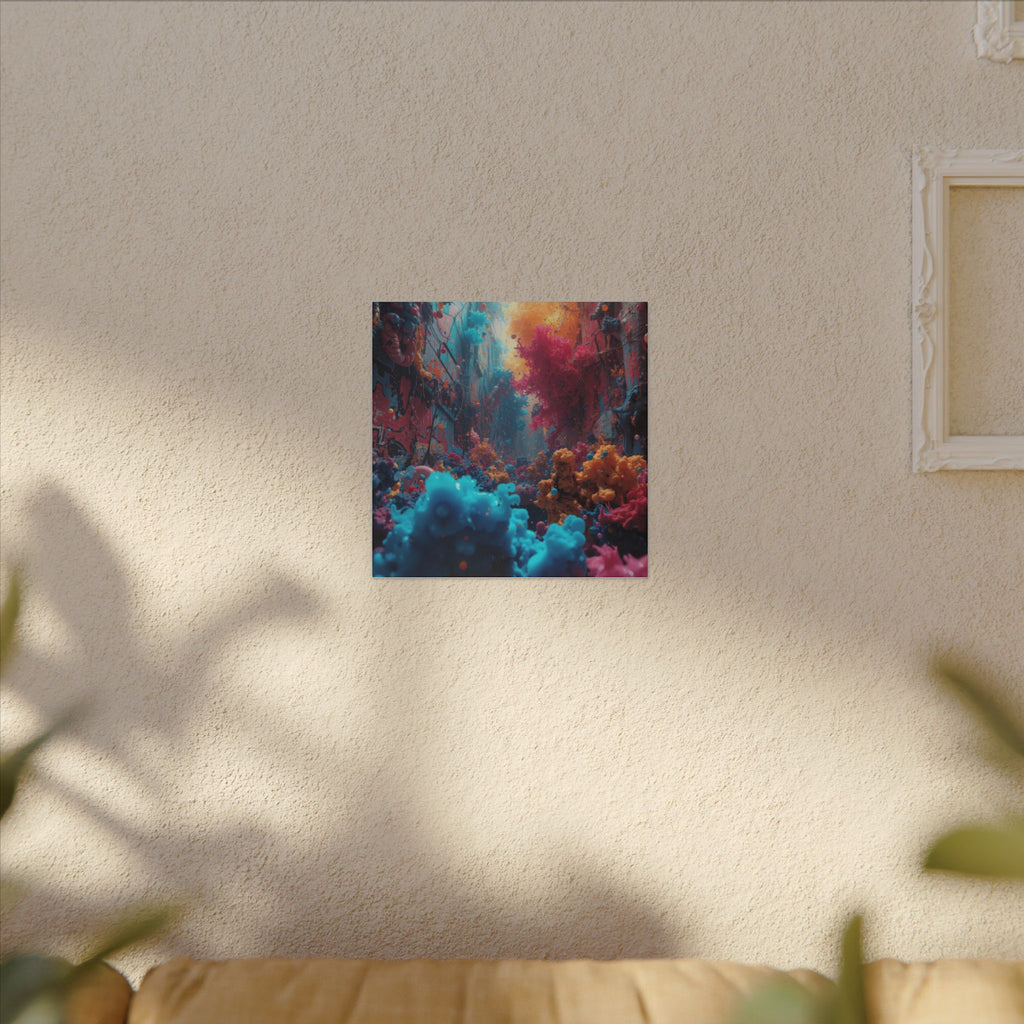 Alleybloom canvas print by Scattercrate — graffiti coral ink blooms on a tagged alley wall