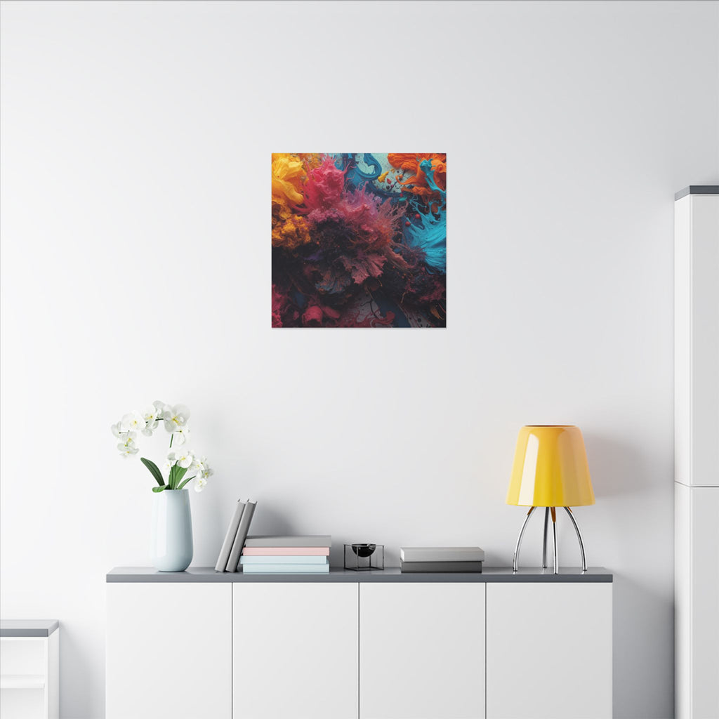 Goldenreef canvas print by Scattercrate — marigold and coral tones in a glowing reef-inspired abstract