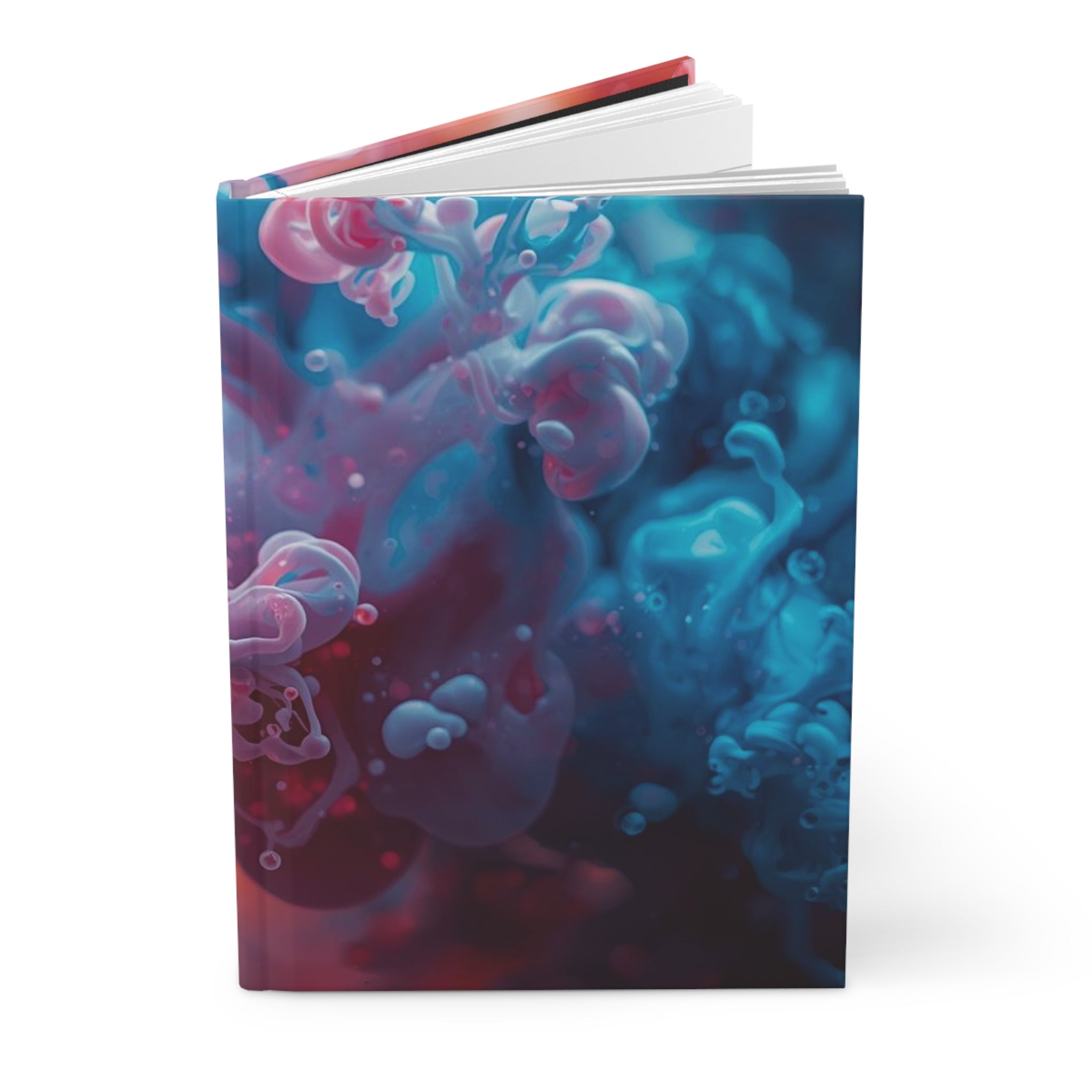 Marblewave hardcover journal by Scattercrate — red and blue ink swirl notebook