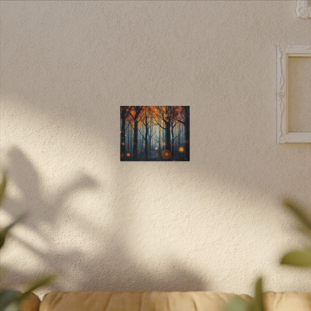 GLOW FOREST — Abstract Forest Lights Framed Canvas Wall Art