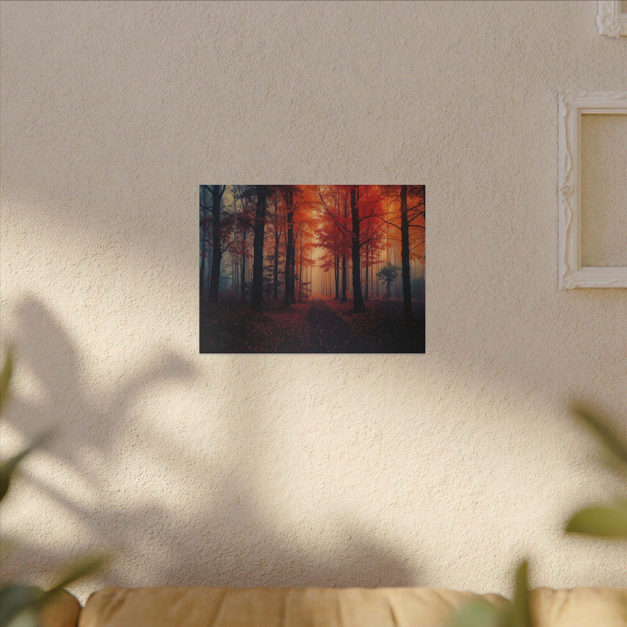 AMBER FOREST — Abstract Autumn Forest Framed Canvas Wall Art