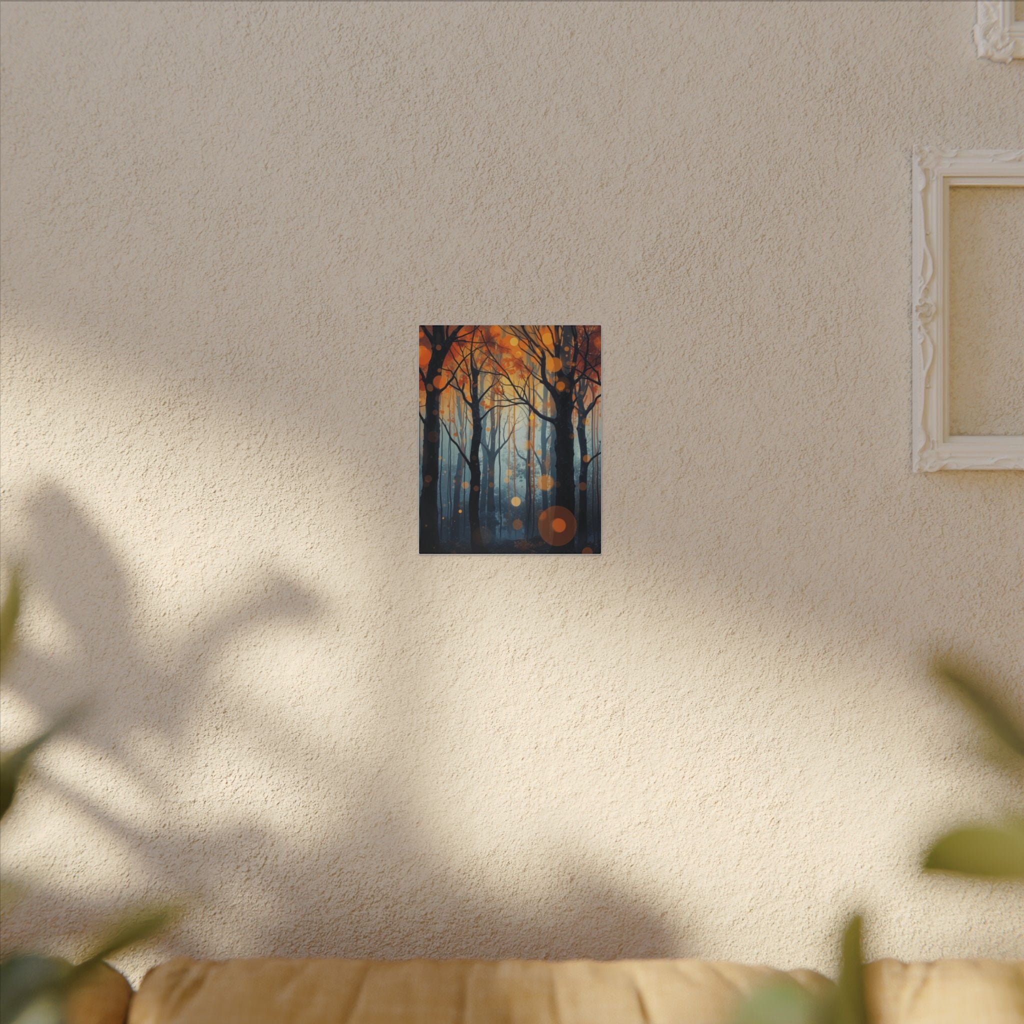 GLOW FOREST — Abstract Forest Lights Framed Canvas Wall Art