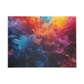Azureflare 500-piece jigsaw puzzle by Scattercrate — blue ember wall art, cool flame over deep indigo