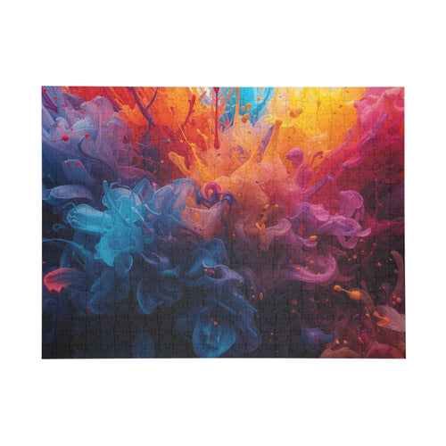 Azureflare 500-piece jigsaw puzzle by Scattercrate — blue ember wall art, cool flame over deep indigo