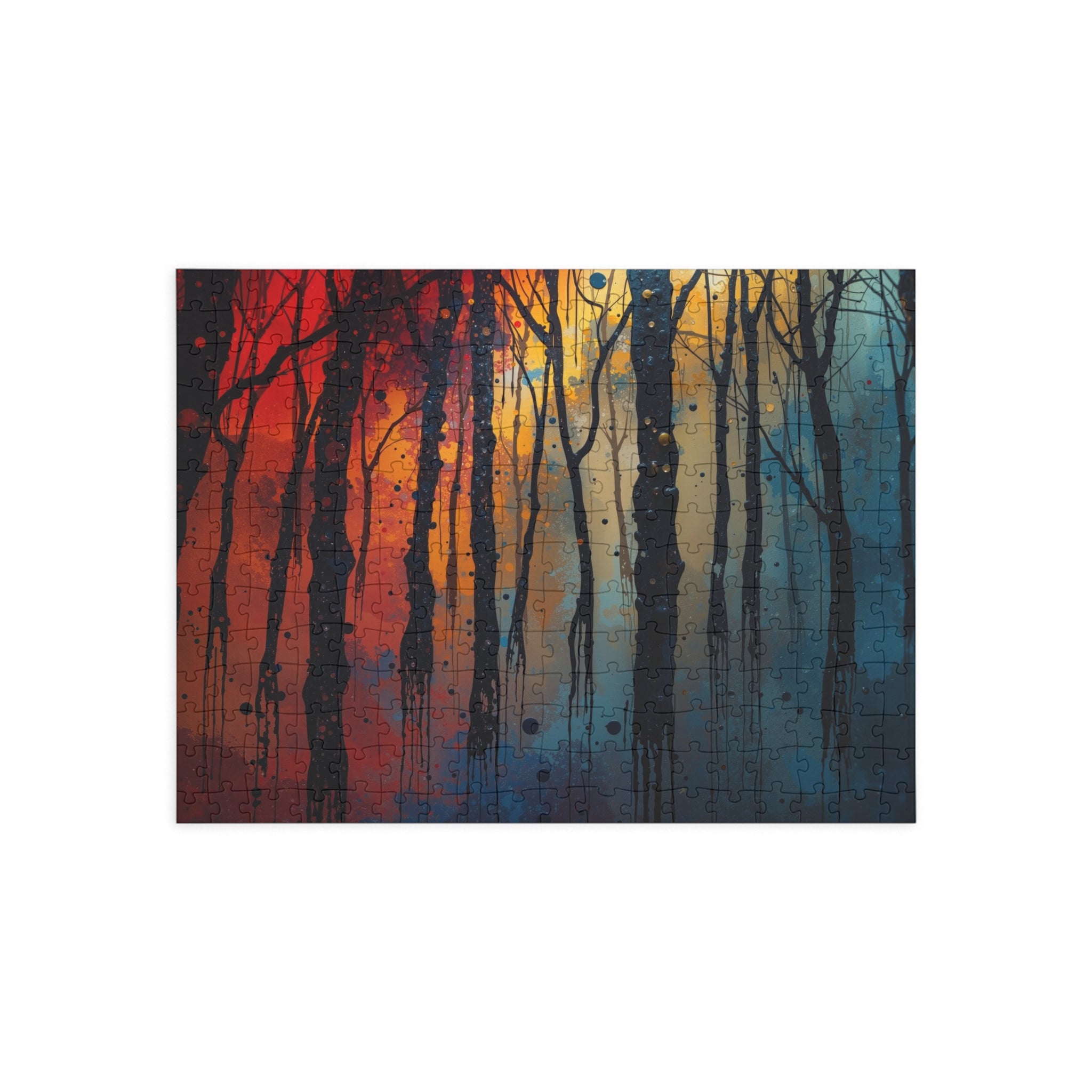 INKWASH 500-piece abstract forest art puzzle by Scattercrate — inky moody forest jigsaw gift