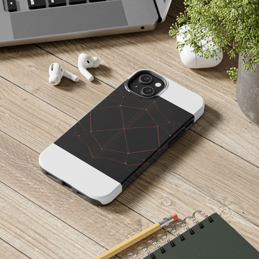 Dead Reckoning tough phone case by Scattercrate — abstract navigation art, dark geometric protective case