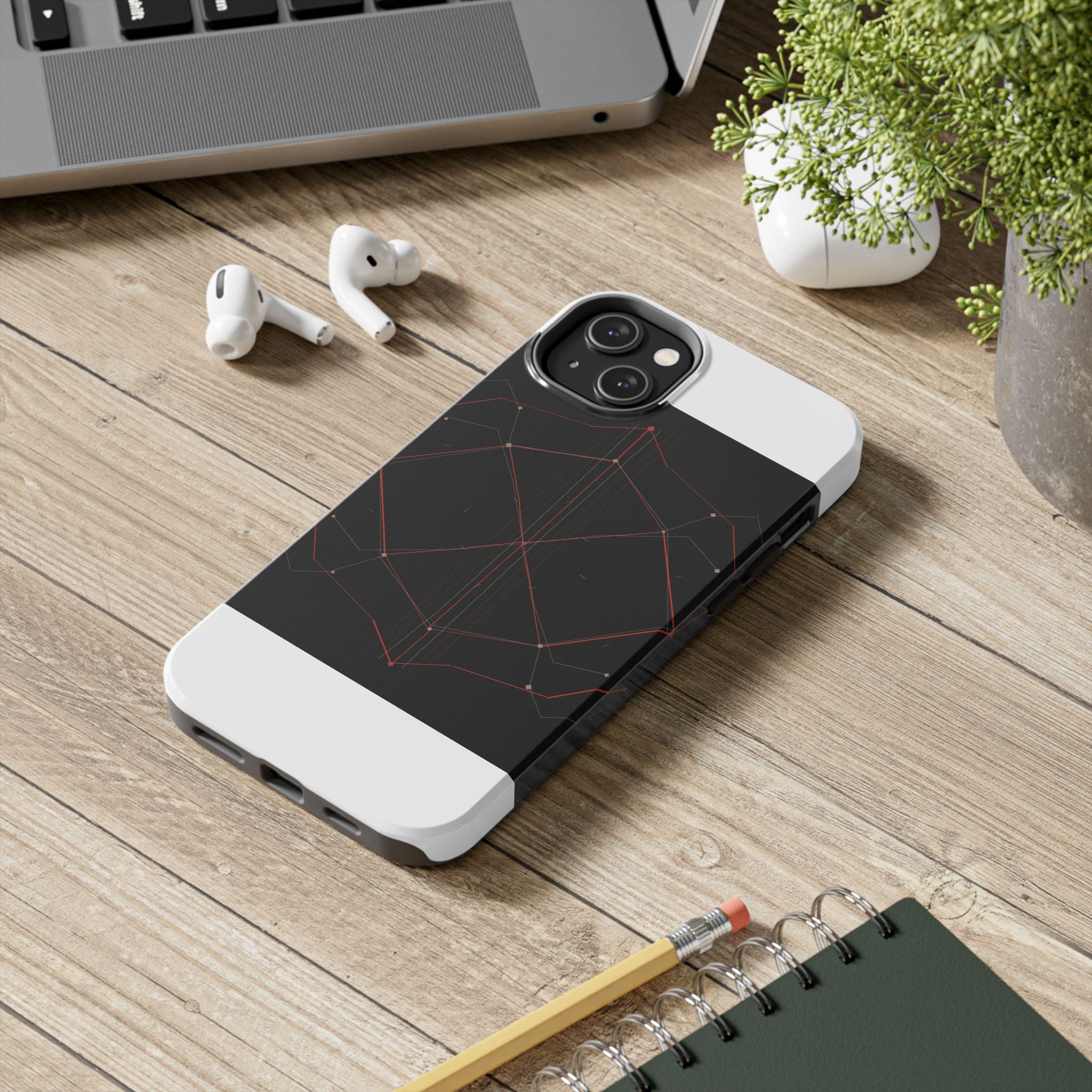 Dead Reckoning tough phone case by Scattercrate — abstract navigation art, dark geometric protective case