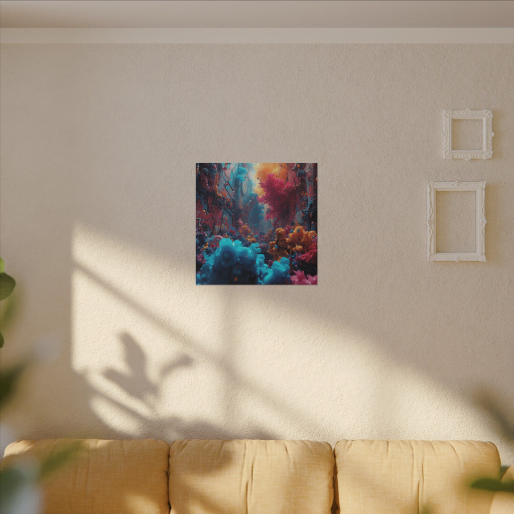 Alleybloom canvas print by Scattercrate — graffiti coral ink blooms on a tagged alley wall