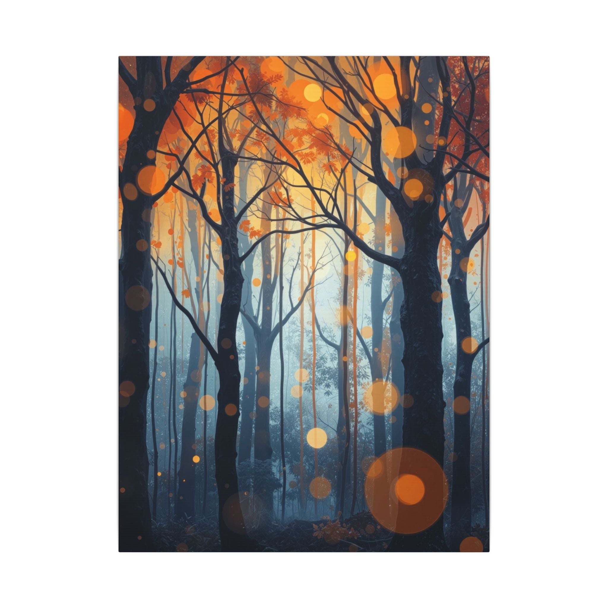 GLOW FOREST — Abstract Forest Lights Framed Canvas Wall Art
