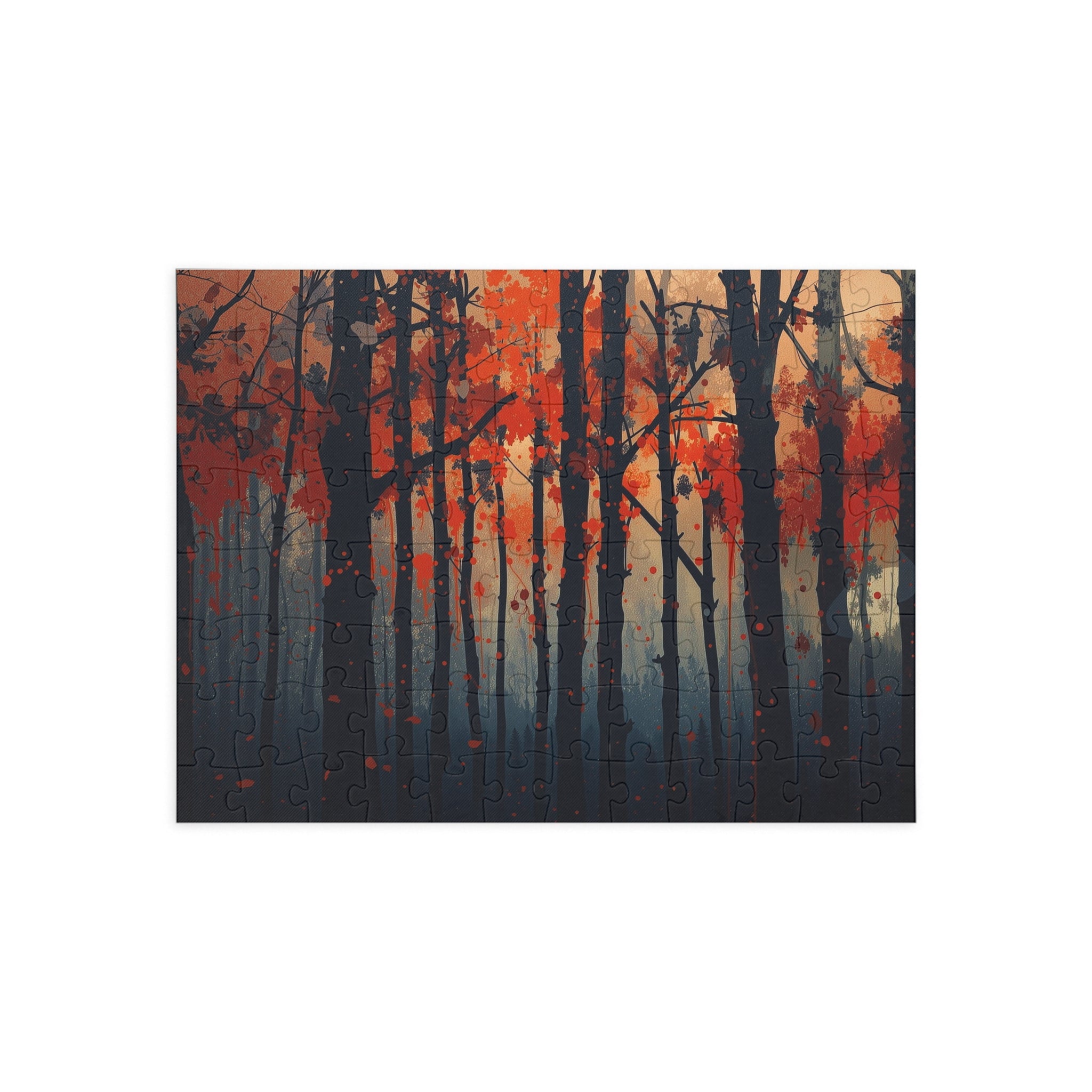 EMBERLINE 500-piece burning forest art puzzle by Scattercrate — ember-orange moody forest jigsaw gift