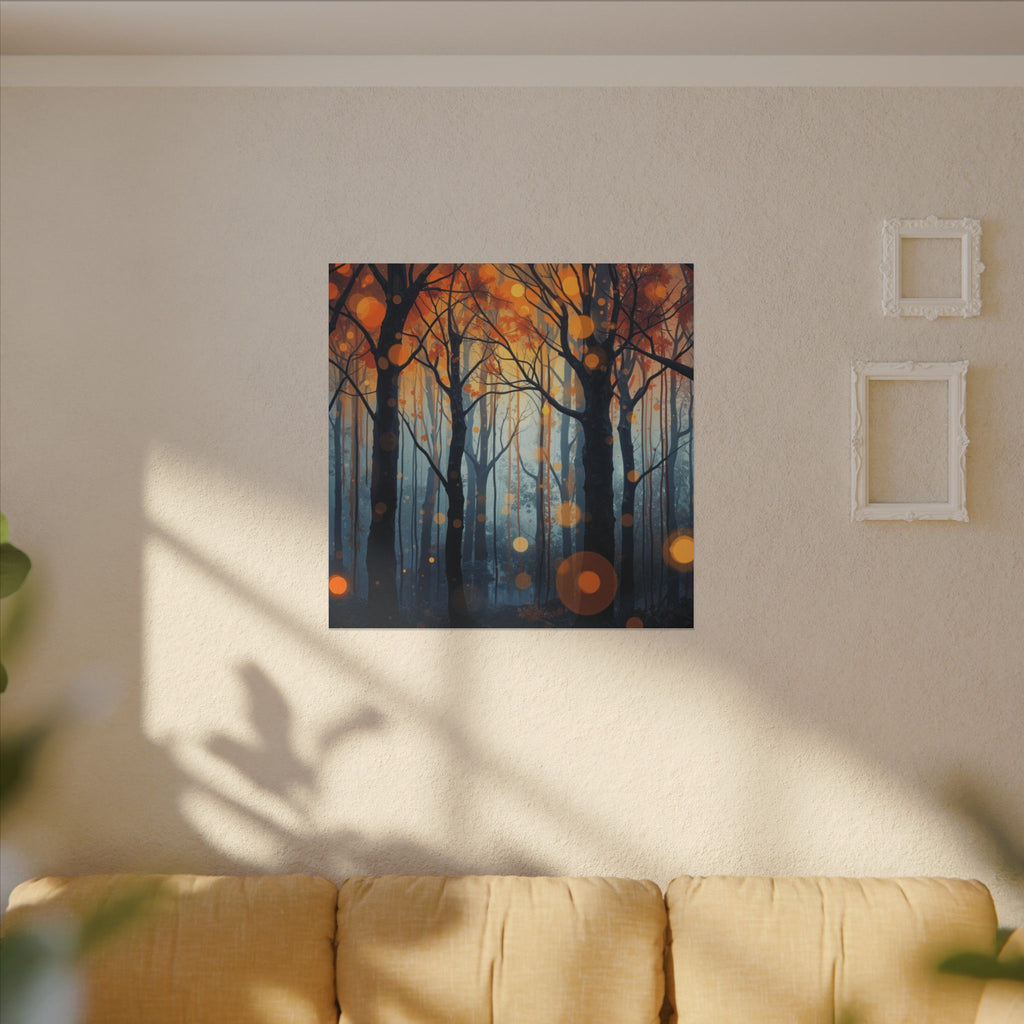GLOW FOREST — Abstract Forest Lights Framed Canvas Wall Art