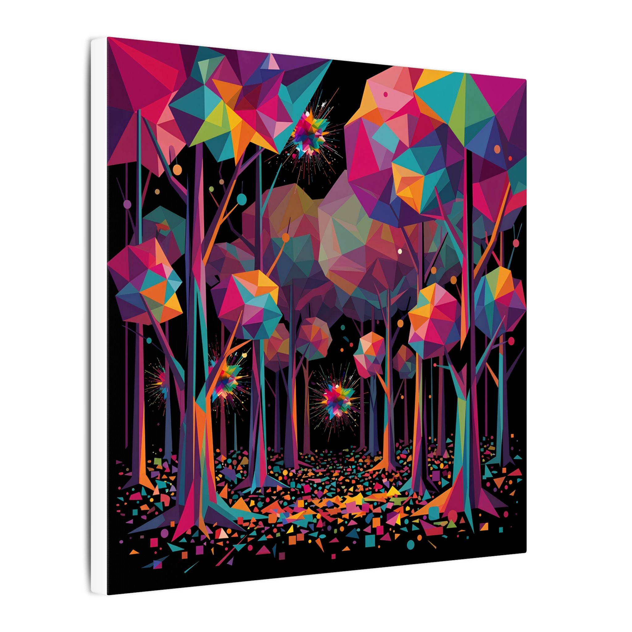 GEOMETRIC FOREST — Low-Poly Abstract Forest Square Canvas Wall Art | Scattercrate