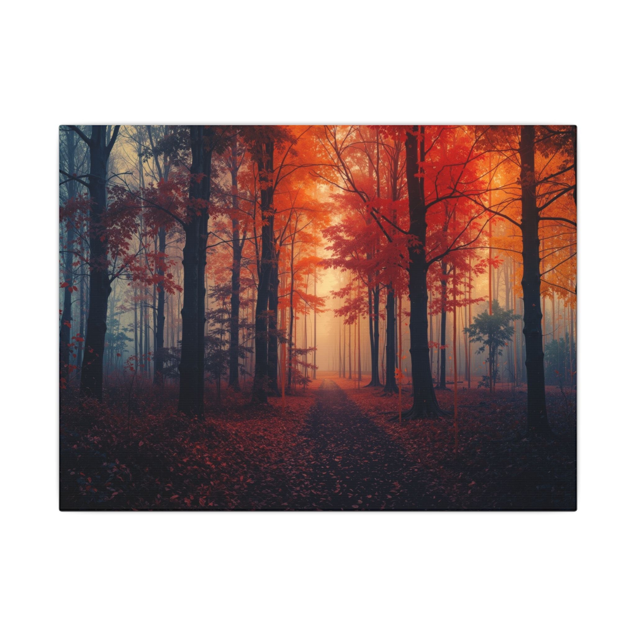 AMBER FOREST — Abstract Autumn Forest Framed Canvas Wall Art