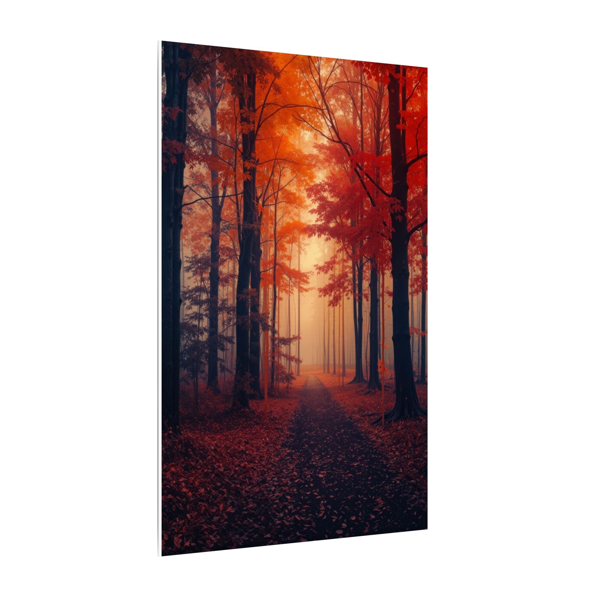 AMBER FOREST — Abstract Autumn Forest Framed Canvas Wall Art