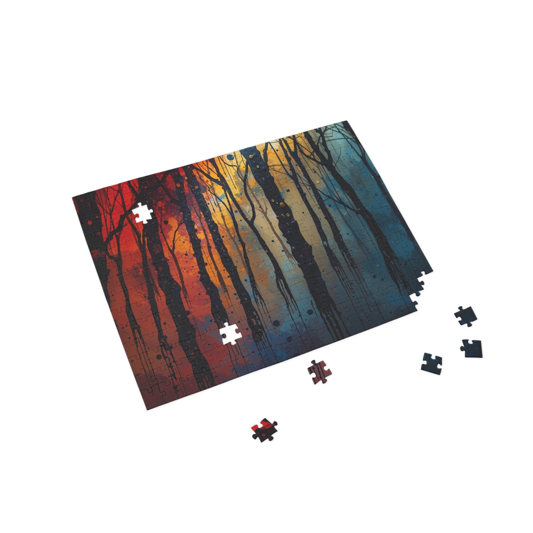 INKWASH 500-piece abstract forest art puzzle by Scattercrate — inky moody forest jigsaw gift