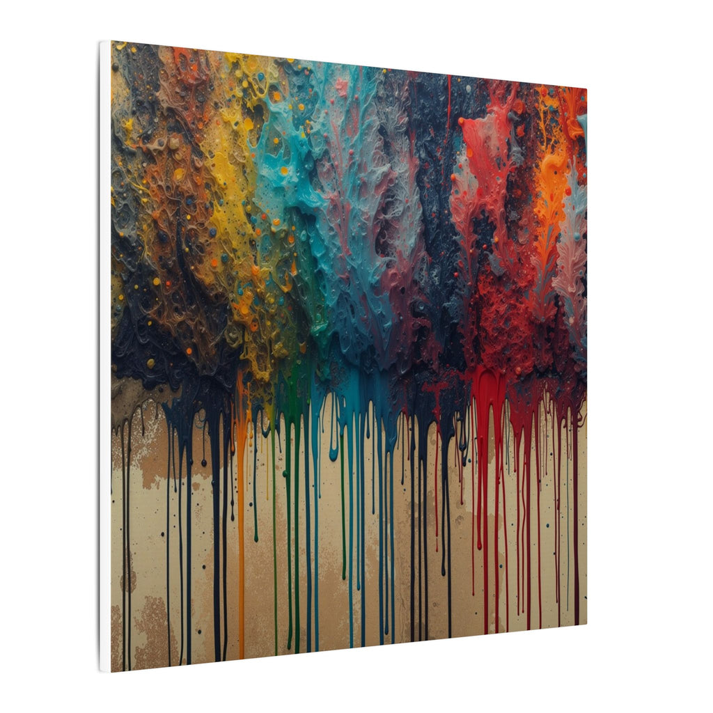 CHROMAFALL full-spectrum paint drop canvas wall art by Scattercrate — bold maximalist color explosion