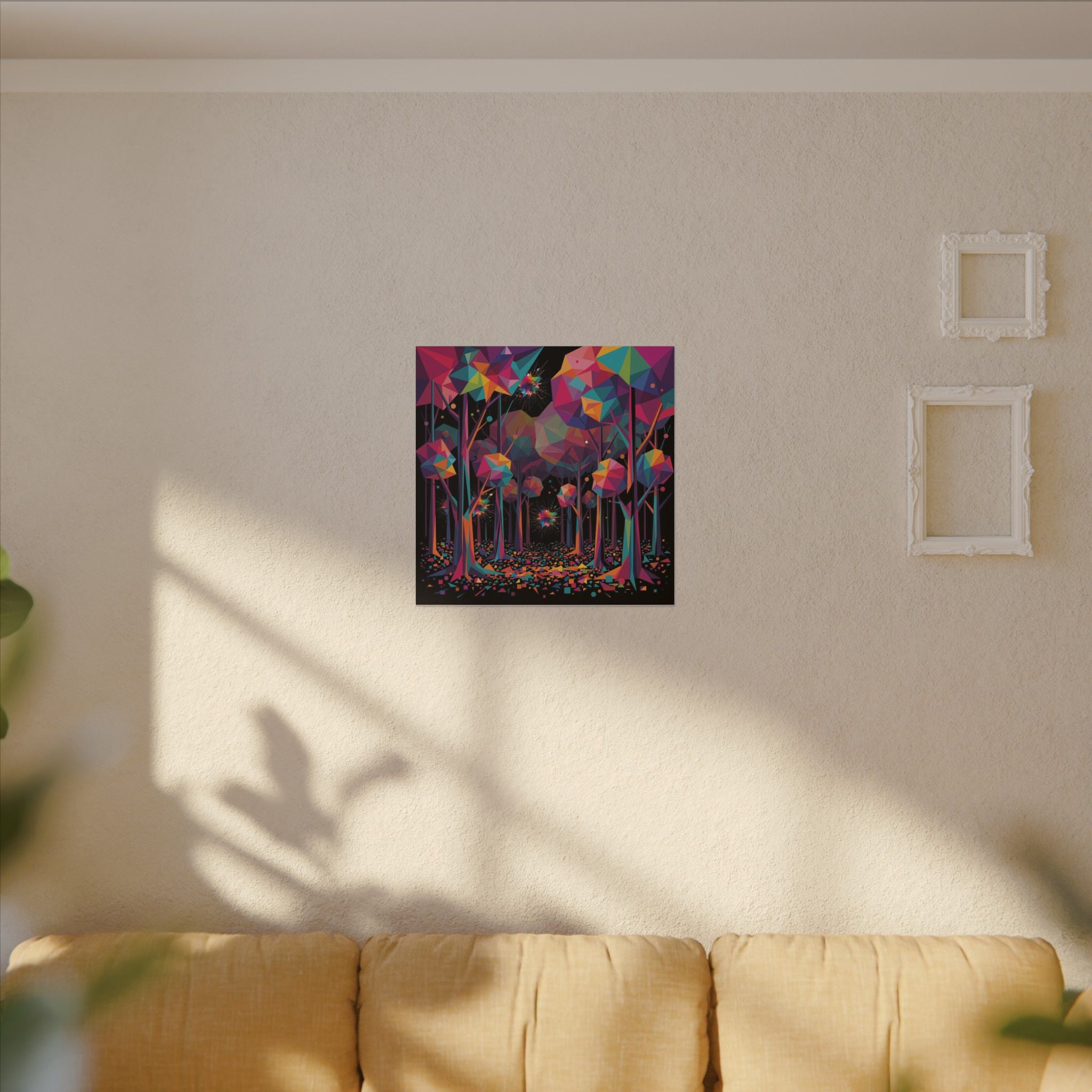 GEOMETRIC FOREST — Low-Poly Abstract Forest Square Canvas Wall Art | Scattercrate