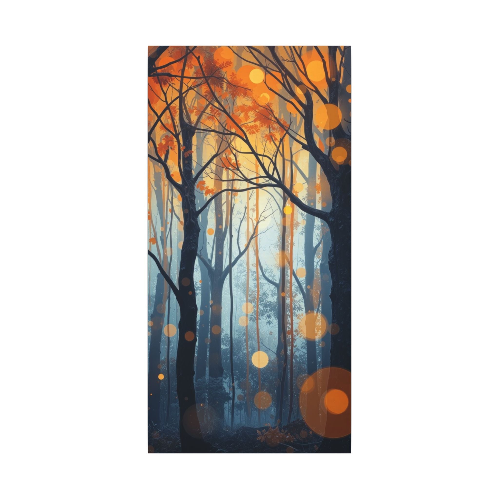 GLOW FOREST — Abstract Forest Lights Framed Canvas Wall Art