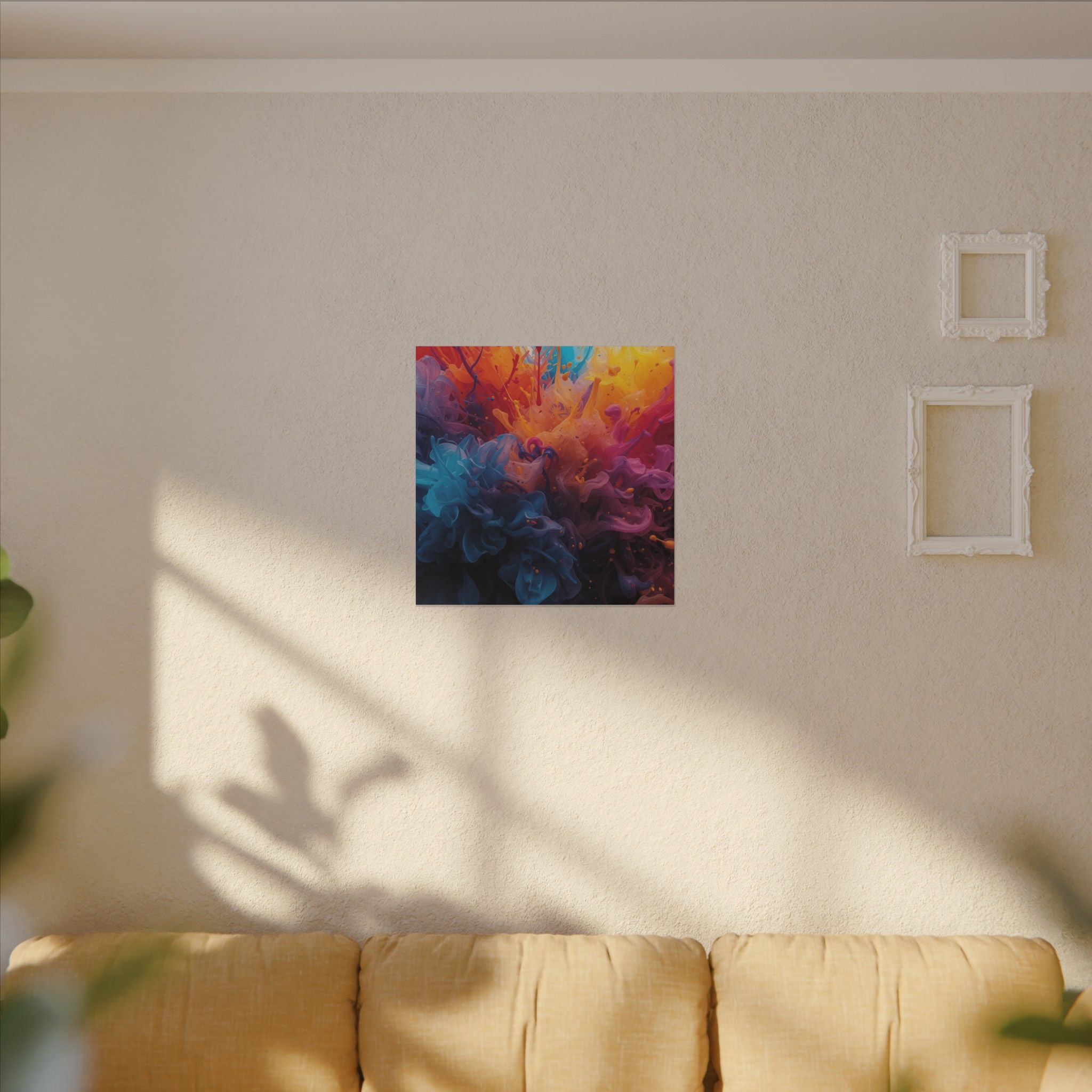 Azureflare canvas print by Scattercrate — blue ember wall art, cool flame over deep indigo
