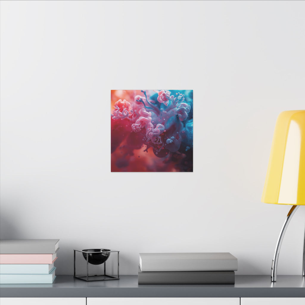 Marblewave Canvas Print — Red & Blue Ink Swirl Wall Art