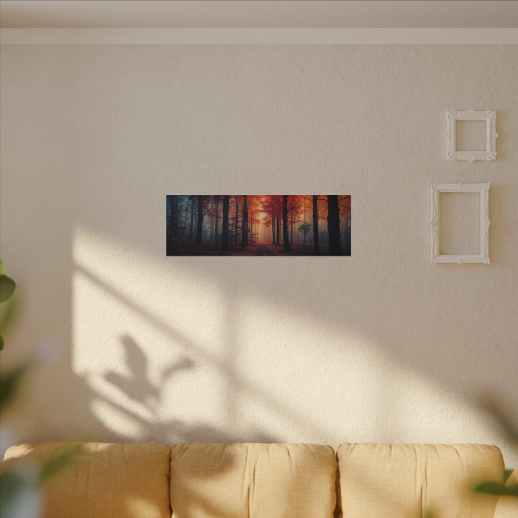 AMBER FOREST — Abstract Autumn Forest Framed Canvas Wall Art