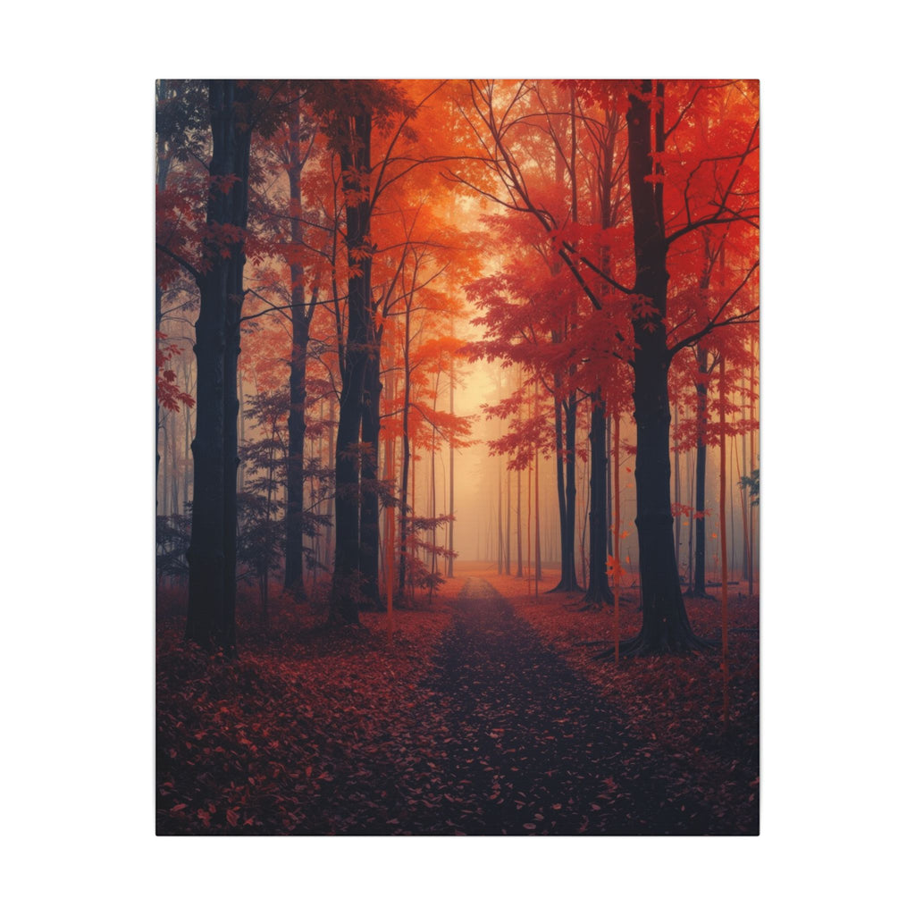 AMBER FOREST — Abstract Autumn Forest Framed Canvas Wall Art