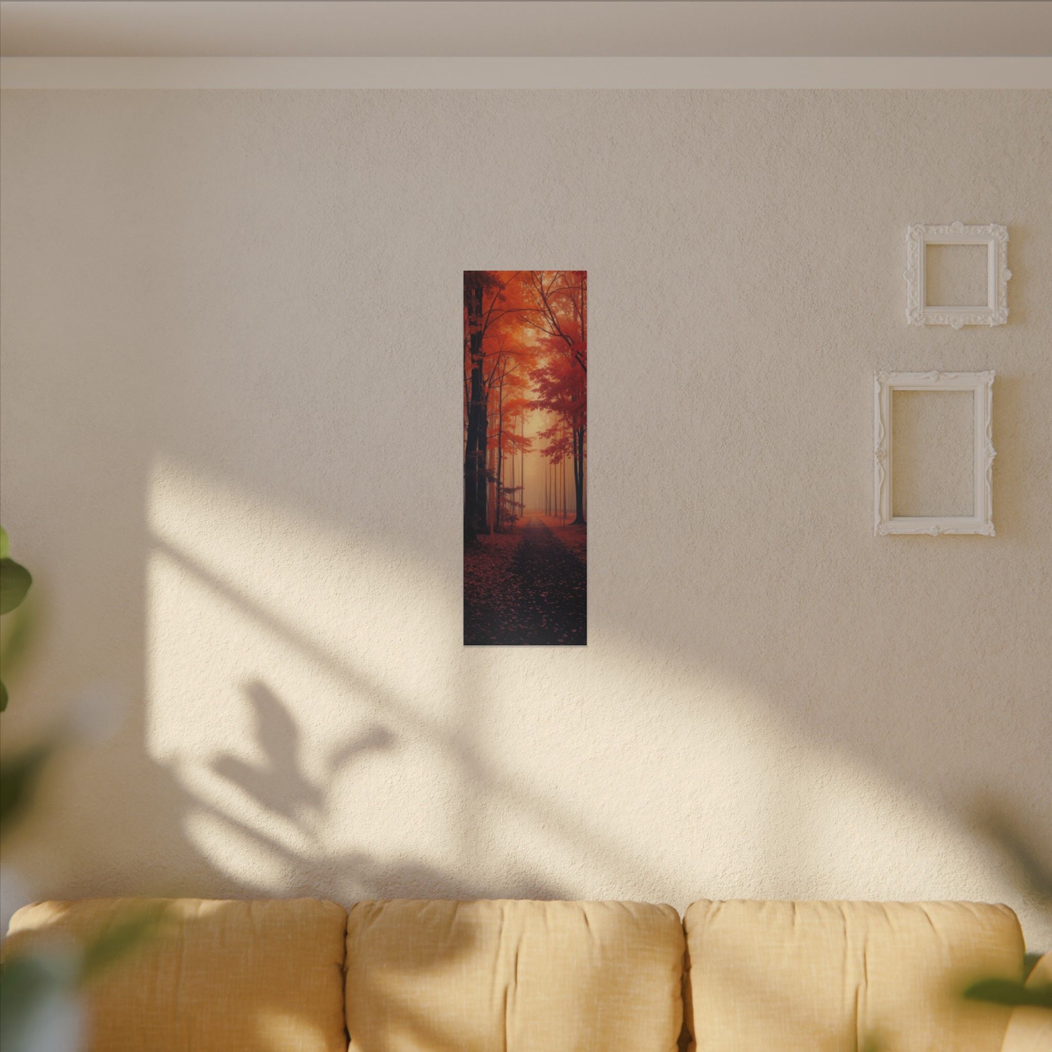 AMBER FOREST — Abstract Autumn Forest Framed Canvas Wall Art