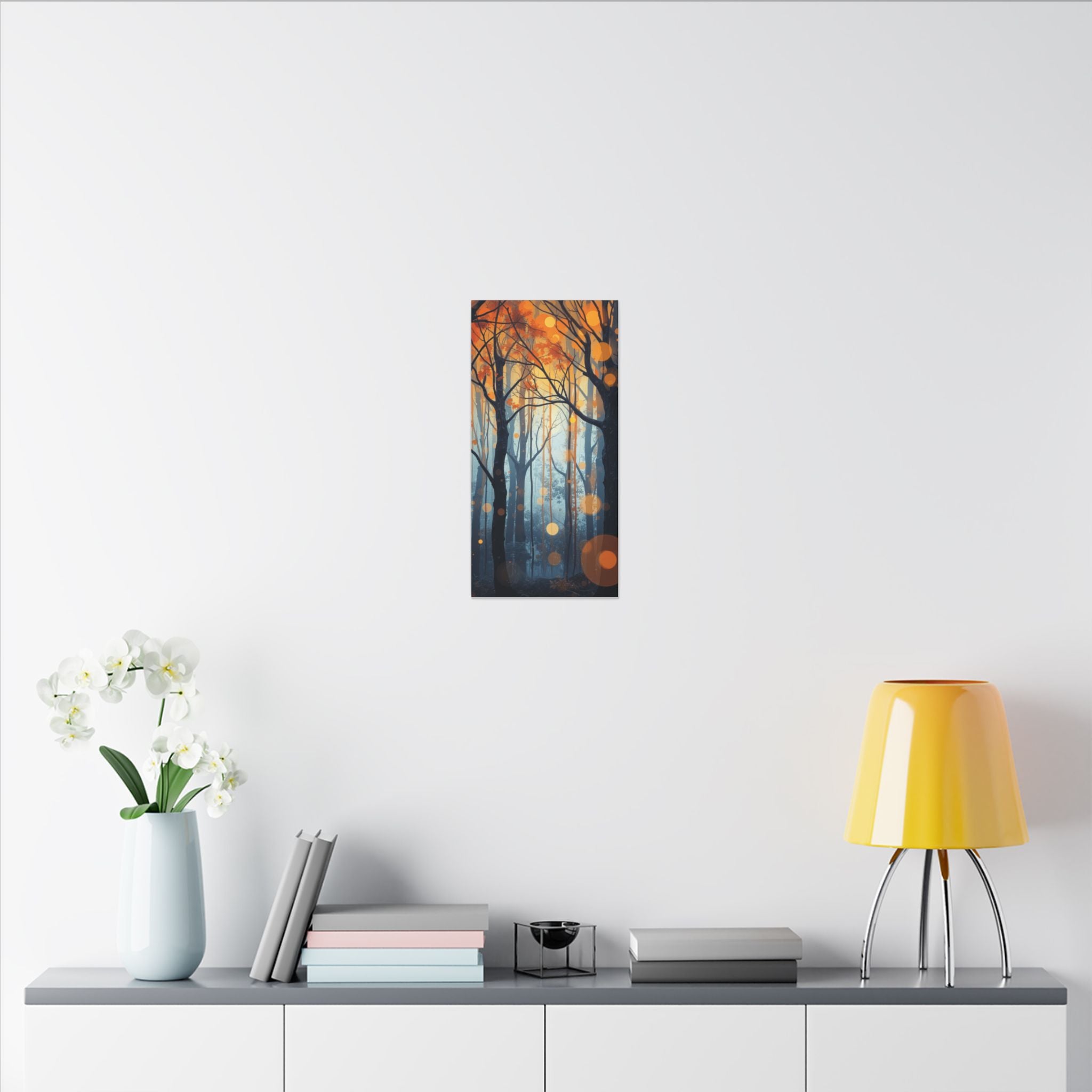 GLOW FOREST — Abstract Forest Lights Framed Canvas Wall Art