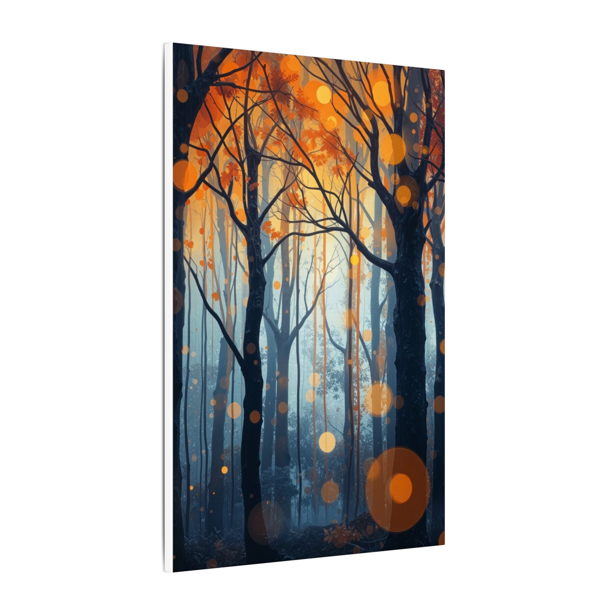 GLOW FOREST — Abstract Forest Lights Framed Canvas Wall Art