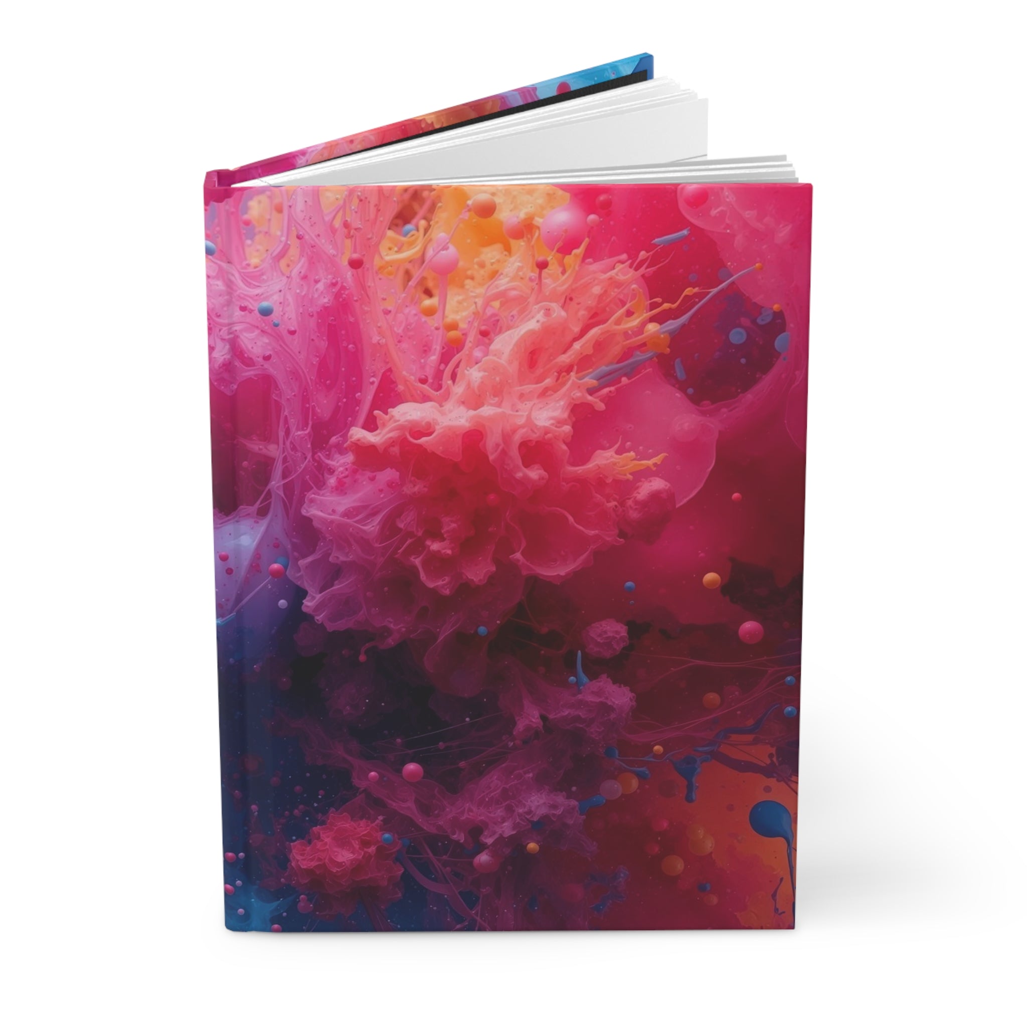 Magentamist hardcover journal by Scattercrate — cobalt sphere wall art, magenta mist over deep blue