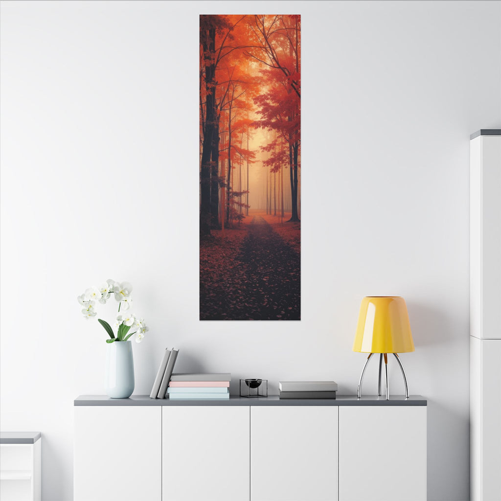 AMBER FOREST — Abstract Autumn Forest Framed Canvas Wall Art