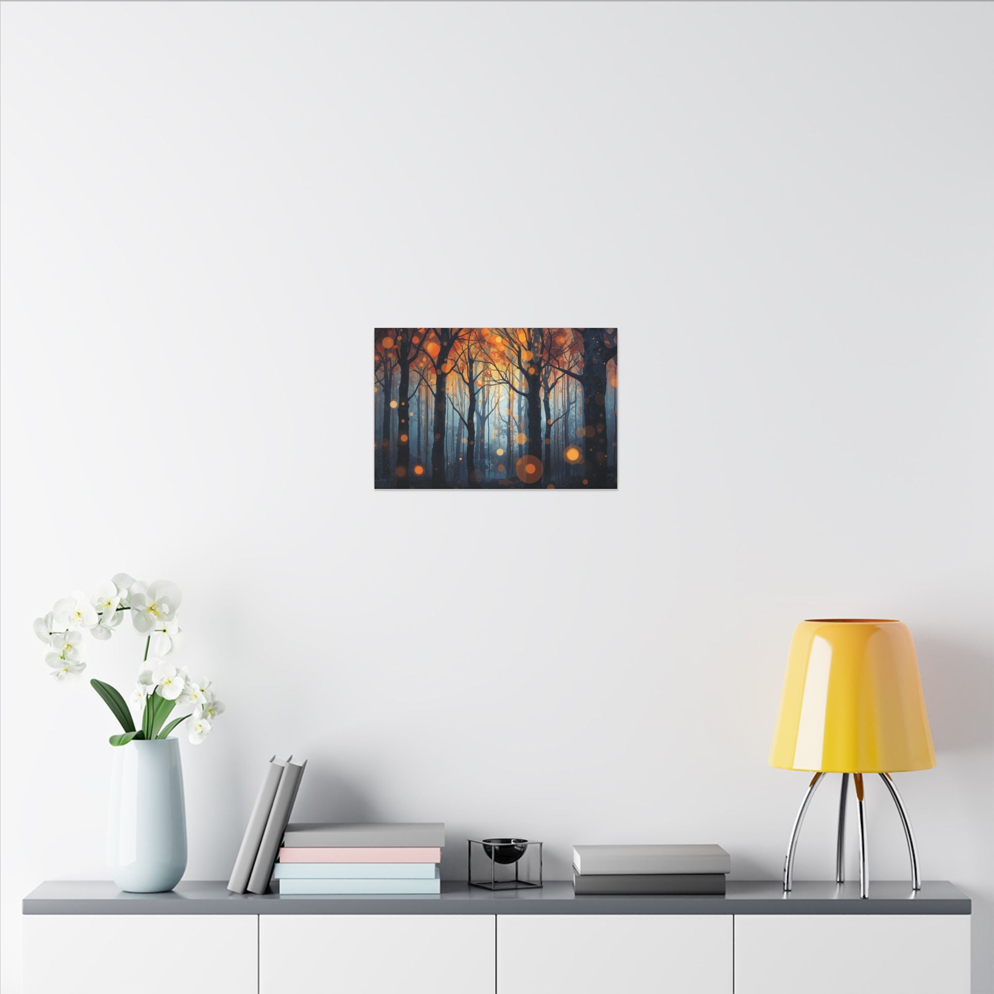 GLOW FOREST — Abstract Forest Lights Framed Canvas Wall Art