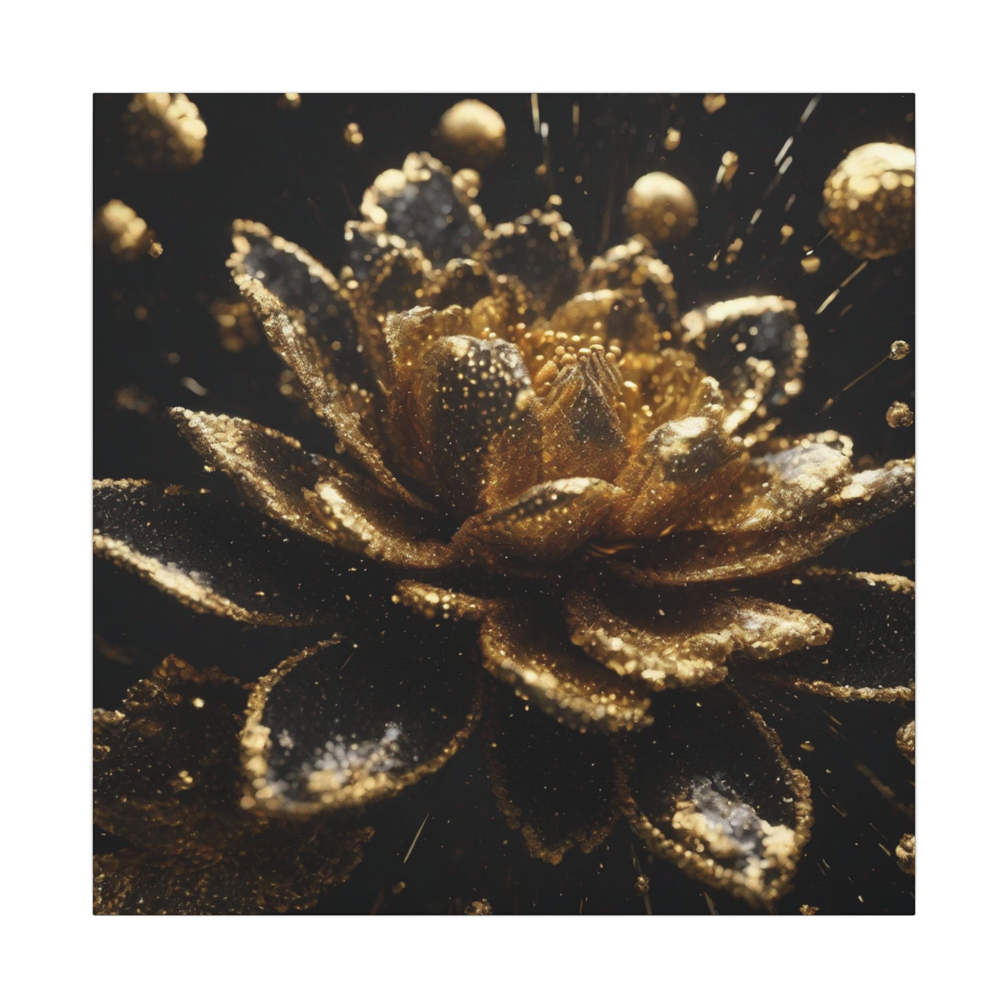 AURUM — Crystallized Black and Gold Abstract Canvas Wall Art | Scattercrate