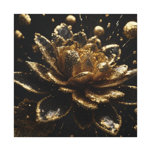 AURUM — Crystallized Black and Gold Abstract Canvas Wall Art | Scattercrate