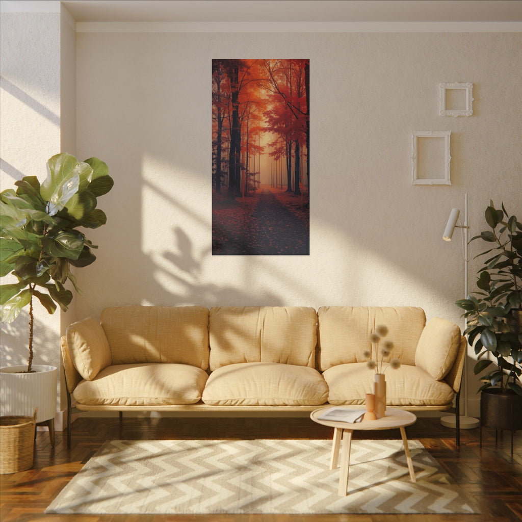 AMBER FOREST — Abstract Autumn Forest Framed Canvas Wall Art