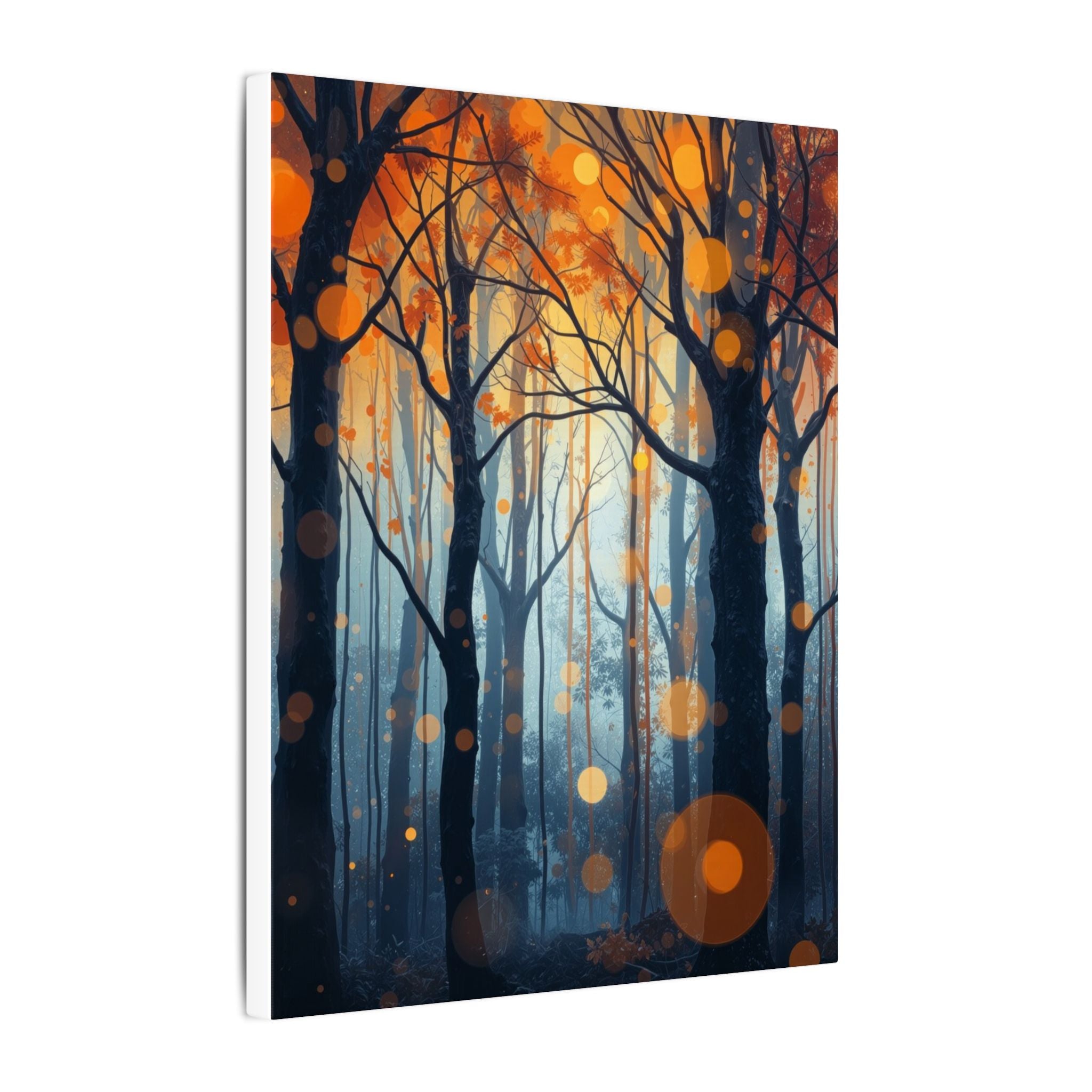 GLOW FOREST — Abstract Forest Lights Framed Canvas Wall Art