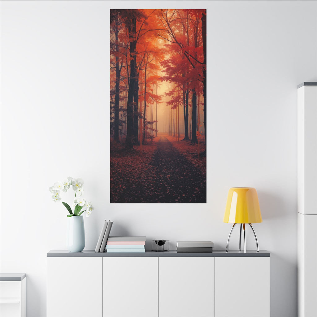 AMBER FOREST — Abstract Autumn Forest Framed Canvas Wall Art