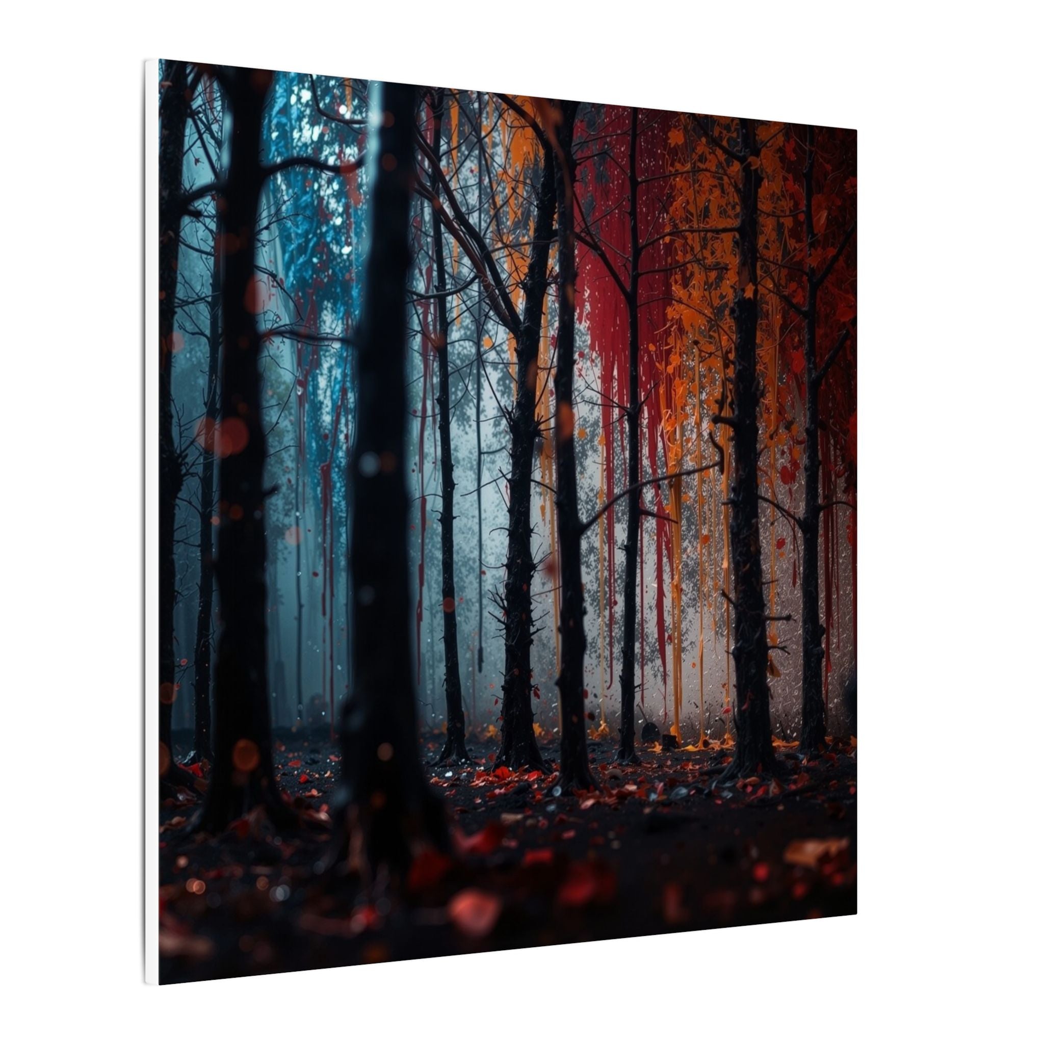 FROSTEMBER frost and ember forest framed canvas wall art by Scattercrate — icy-and-fire moody decor