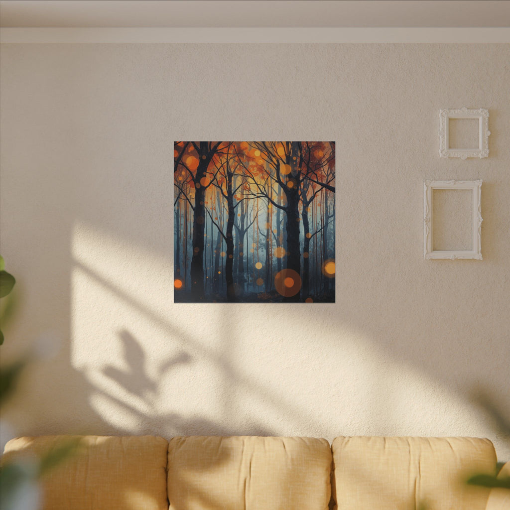 GLOW FOREST — Abstract Forest Lights Framed Canvas Wall Art