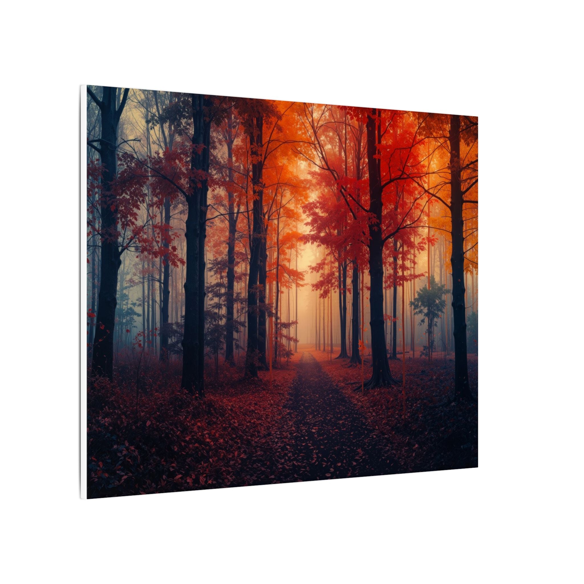 AMBER FOREST — Abstract Autumn Forest Framed Canvas Wall Art