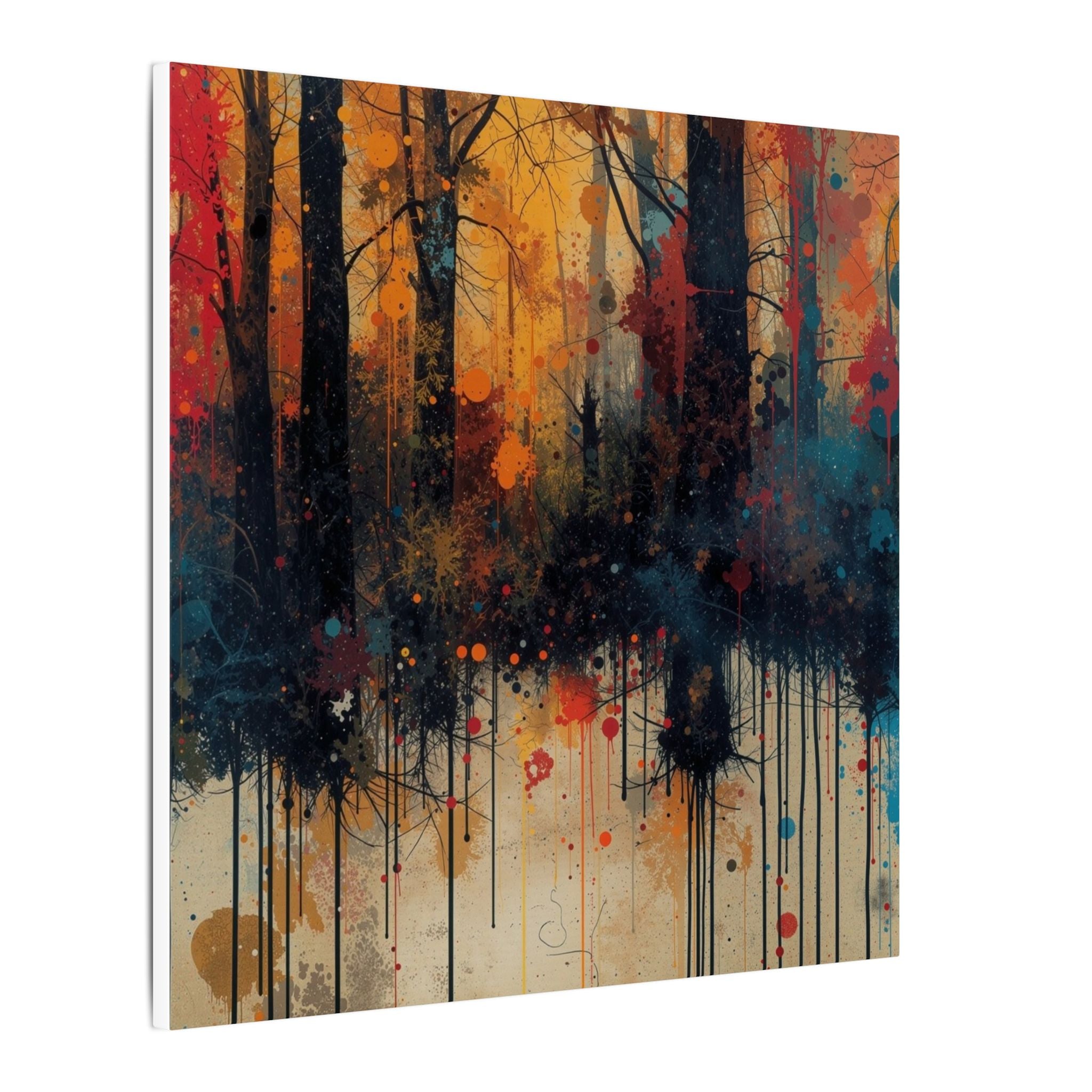 WILDSTAIN splatter forest canvas wall art by Scattercrate — joyful multicolor paint explosion