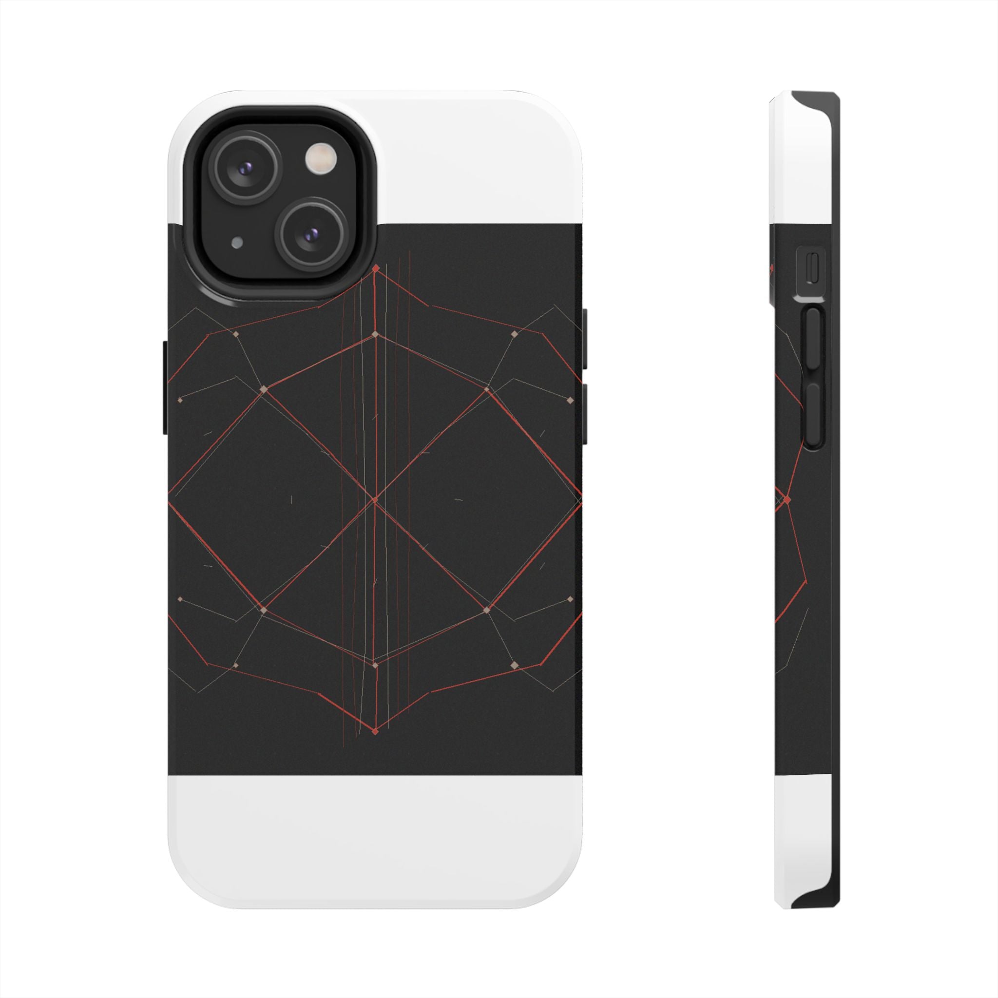 Dead Reckoning tough phone case by Scattercrate — abstract navigation art, dark geometric protective case