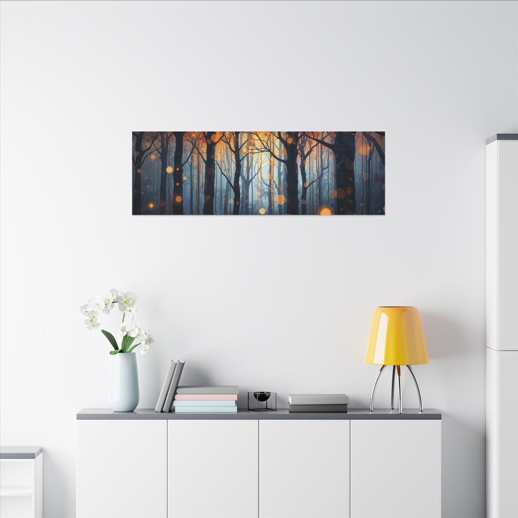 GLOW FOREST — Abstract Forest Lights Framed Canvas Wall Art